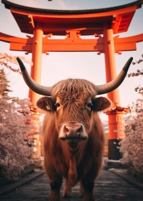 Highland Cow Torii Gate