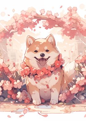 Dog Japan Shiba Blossom