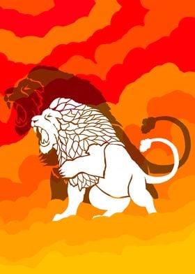 Lion orange background