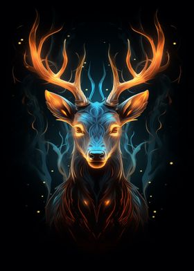 Deer Neon Poster