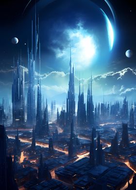 Futuristic City Moonlight