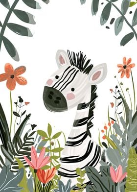 Whimsical Illustrated Zebr