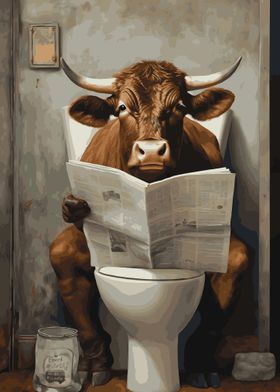 Highland Cow On The Toilet