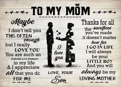 To My Mom Gift For Mom 