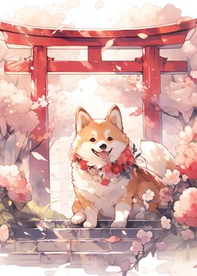 Dog Japan Shiba Blossom