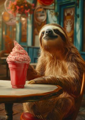 Sloth eating Ice Cream