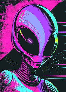Retro Neon Punk Alien