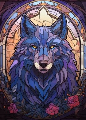 Purple Wolf Stained Glass