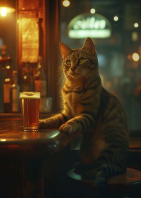 Cute Kitty at a Bar