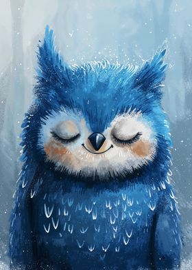 Slumbering Sapphire Owl