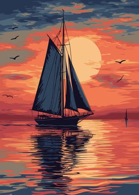 Sailboat Scenic Sunset