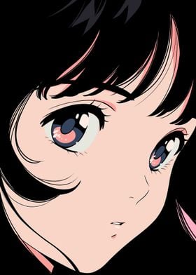 Retro Anime Girl Face