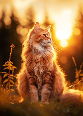 Tabby Cat at Sunset
