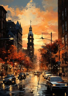 Watercolor Boston City