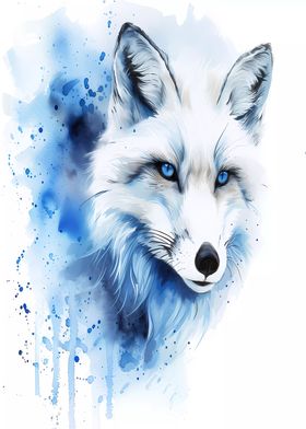 Arctic Fox Watercolor