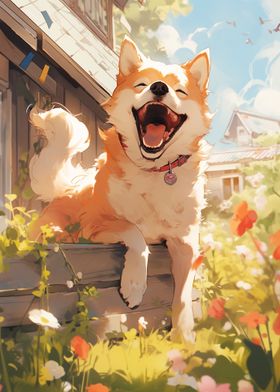 Happy Akita Inu Dog