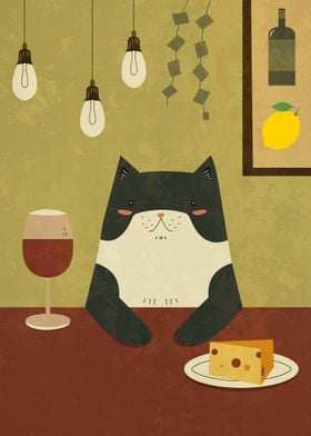 Cat With Wine Glass