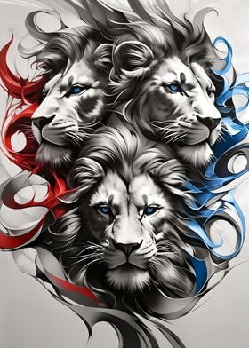 Three Lions Red White Blue