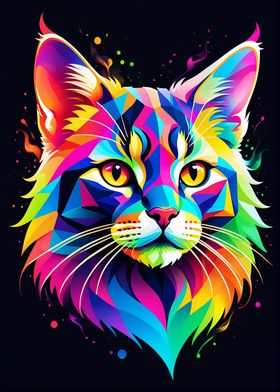 Geometric Color Cat