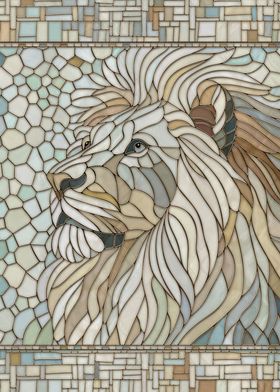 Lion Portrait Mosaic Art 