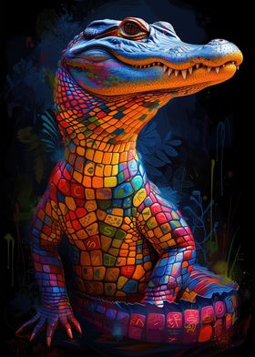 Colorful Alligator Poster