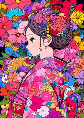 Kawaii Kimono Girl Anime