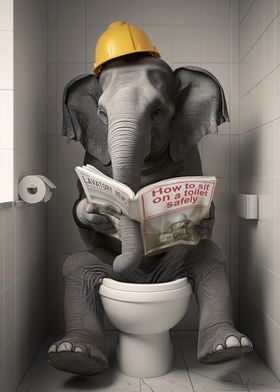 Elephant on a toilet