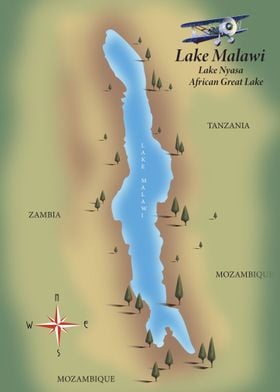 Lake Malawi African map