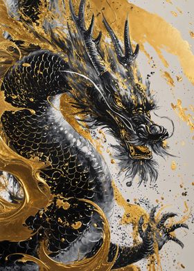 Chinese Dragon Gold Ink