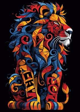 Colorful Lion Poster