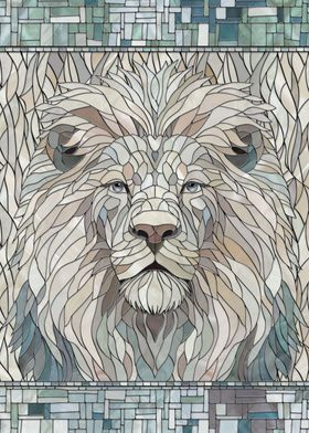 Lion Portrait Mosaic Art 