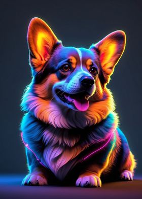 Corgi Dog Neon