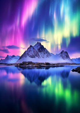 Aurora Lights Mountains