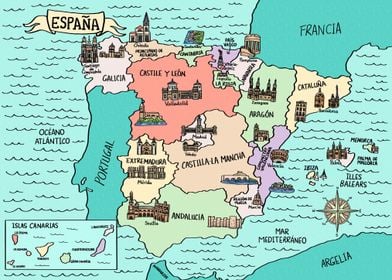 Colorido Mapa Spain