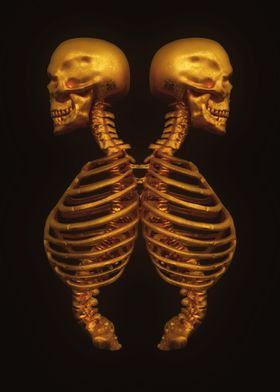 Golden human skeleton