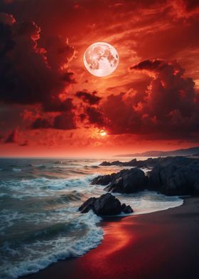 Full Moon Over the Ocean