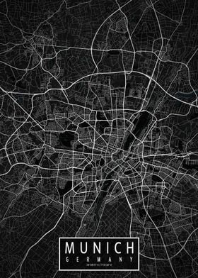 Munich City Map Dark