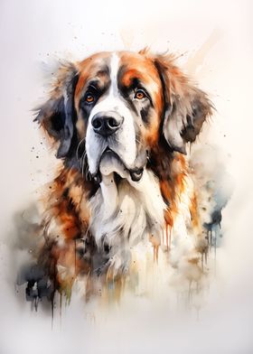 St Bernard dog watercolor