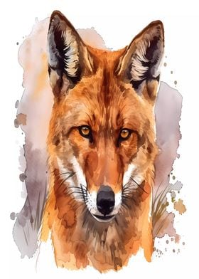 Dhole Watercolor