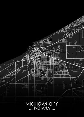 Michigan City Map Black