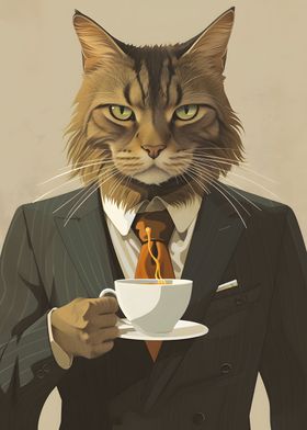 Cat Morning Coffee Vintage