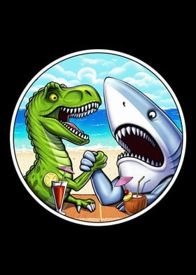 Shark Dinosaur Wrestling