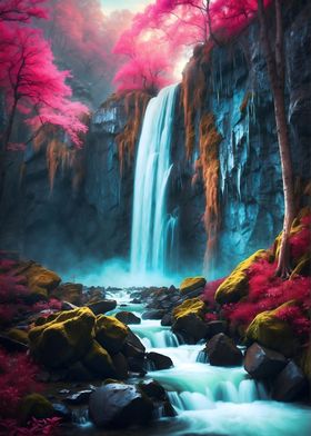 Waterfall in Forest Nature