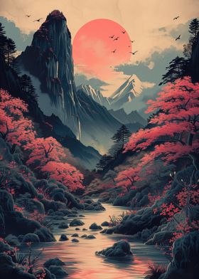 Asian Vintage Landscape