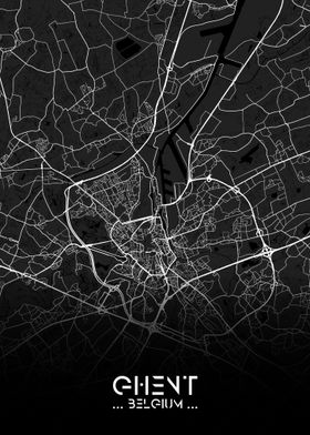 Ghent City Map Black