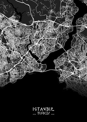 Istanbul City Map Black