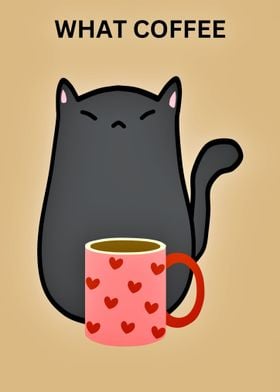 Black Cat With Coffee