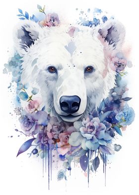 Polar Bear with Flowers