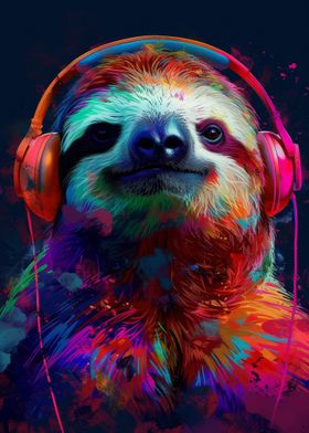 Sloth With Headphones