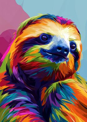 Funny Sloth Colorful